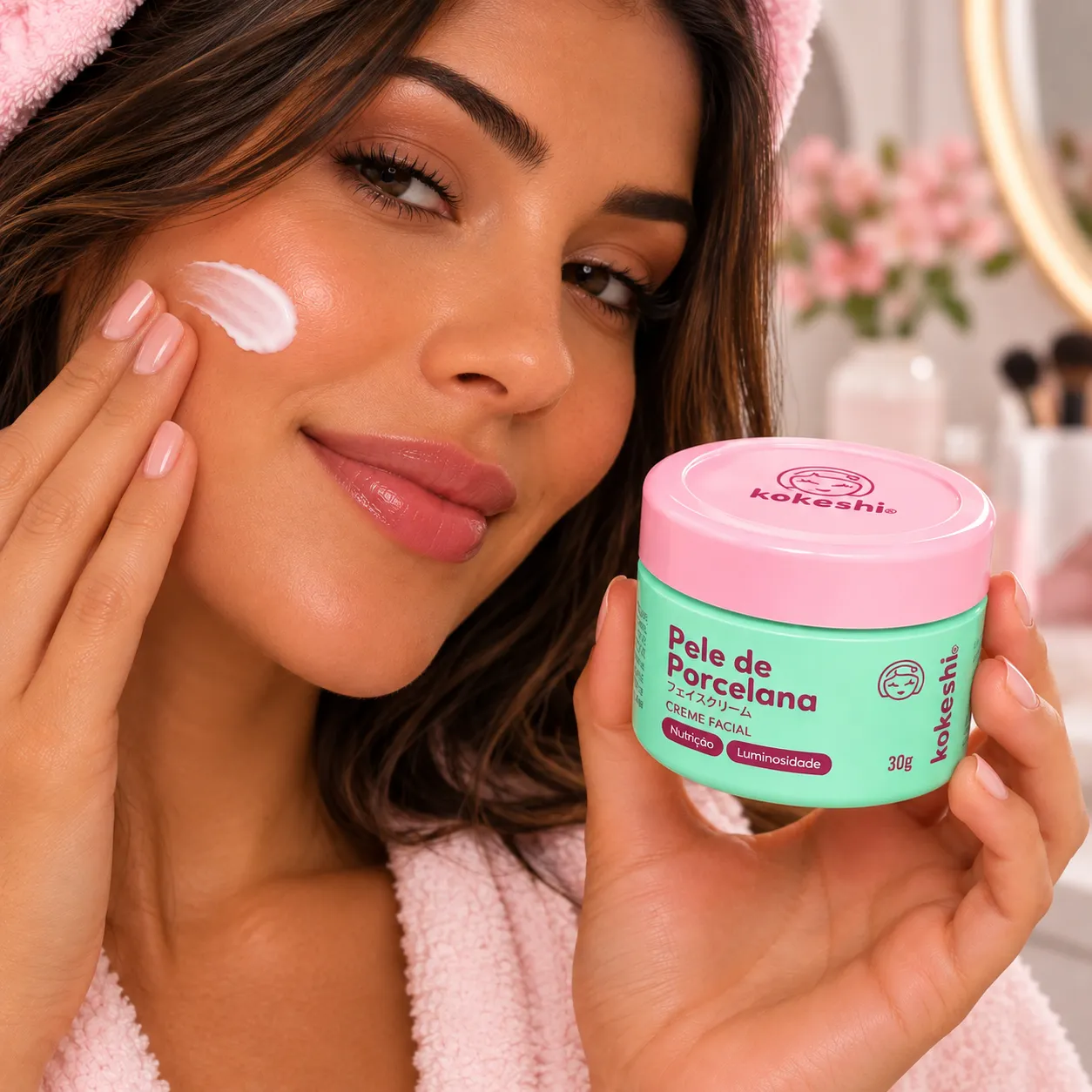 Creme Facial Pele de Porcelana Kokeshi 30g | Hidratante com Arroz e Rosa Mosqueta